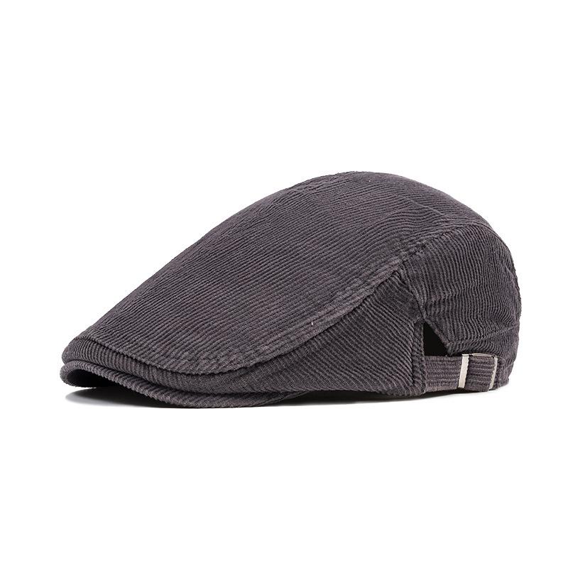 Men's Corduroy Cotton Newsboy Cap - Soft Brim Autumn Beret, Large Size, British Style Pageboy Hat