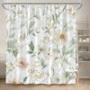 1Pc Pink White Floral Shower Curtain - Polyester Fabric, Machine Washable, With Hook, Suitable For Bathroom Decoration