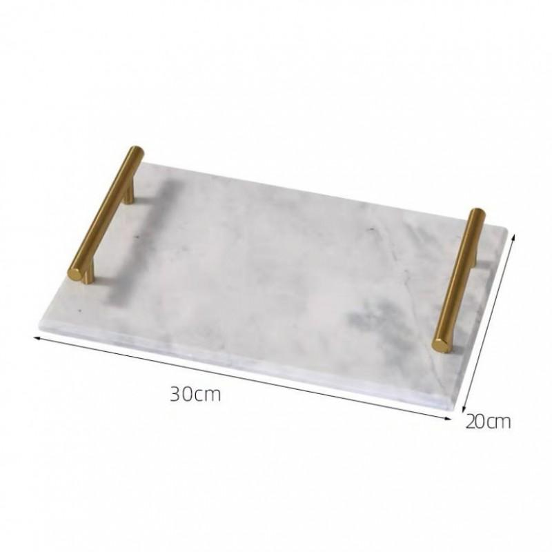 Natural Marble Tray With Handle Bathroom Sink Entryway Key Wallet Organizer Luxury Decorative Storage Dish