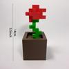 1 Stück Pixel-Rosenblüten-Ornament, 3D-gedruckte einzigartige Blumendekoration, Kunststoff-Blumenartikel geeignet für Nachttisch, Schreibtisch, Büro