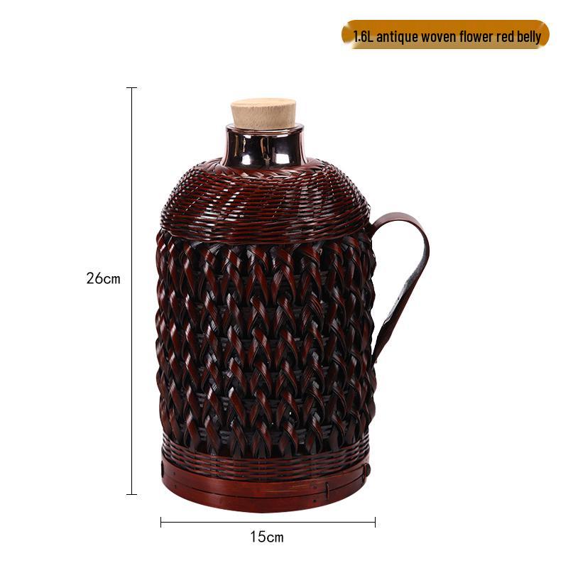 Bamboo Rattan Hot Water Bottle & Retro Thermos for Winter Tea Gatherings