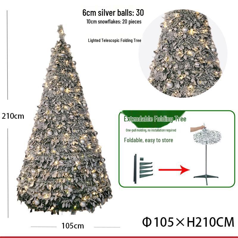 Automatic Folding Telescopic Christmas Tree with Lights for Home, Commercial, and Supermarket Decorations