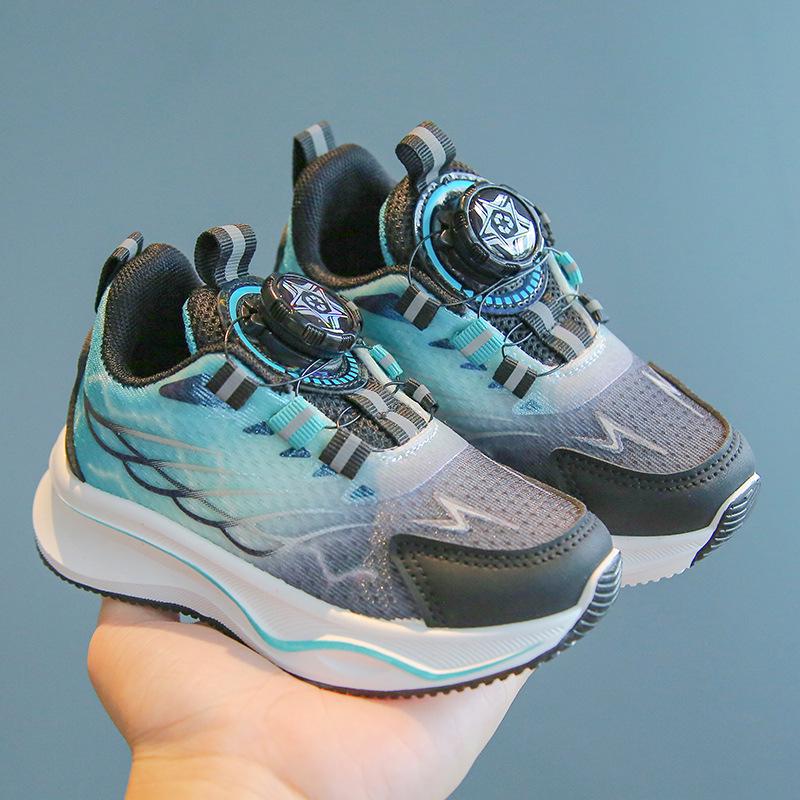 2026 Kids' Sports Shoes: Boys' Casual Button Sneakers & Girls' Soft Sole Running Mesh Shoes for Spring & Autumn