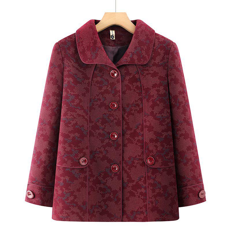 

Spring Lapel Jacket for Elderly Women - Stylish and Loose Fit for Grandma 4XL (Approx. 130-145 lbs)