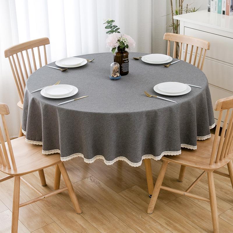 Round Waterproof & Oil-Proof Tablecloth - Solid Color, Premium Quality, Wash-Free Dining Table Cover