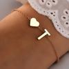 26 English Initial Letter Bracelets for Lovers Women Men DIY Personalized Name Alloy Heart-shaped Bracelets Jewelry Anniversary