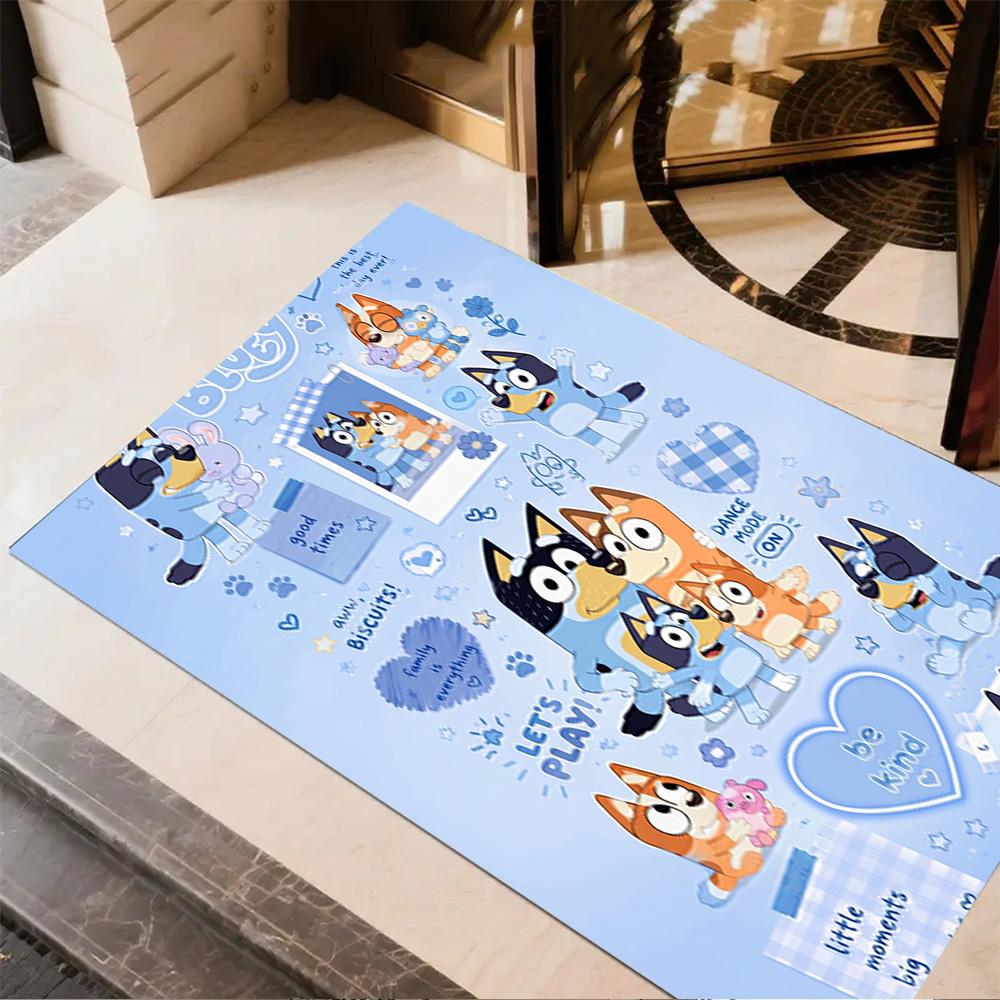 Bluey's Colorful Adventures Floor Mat Design for Dormitory Entryway Decorate room Balcony Anti-slip Rug Decorate Offices Best for Christmas
