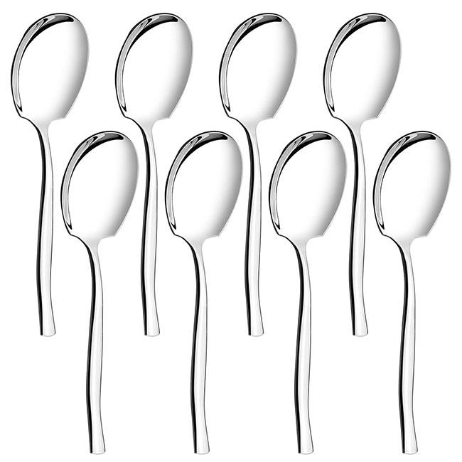 8Pcs 304 Stainless Steel Serving Spoon Set for Catering, Large Serving Utensils Buffet Spoons Restaurant Supplies