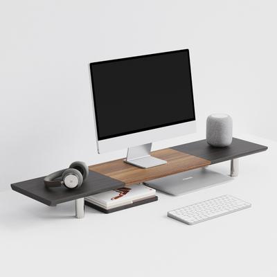 Fenge Monitor Komputer stacjonarny Biurko 100cm Drewniane Wysokość Biurko Monitor Biurko PC Monitor Komputerowy Organizacja Biurka Stojak, Stojak, Półka, Szeroki,