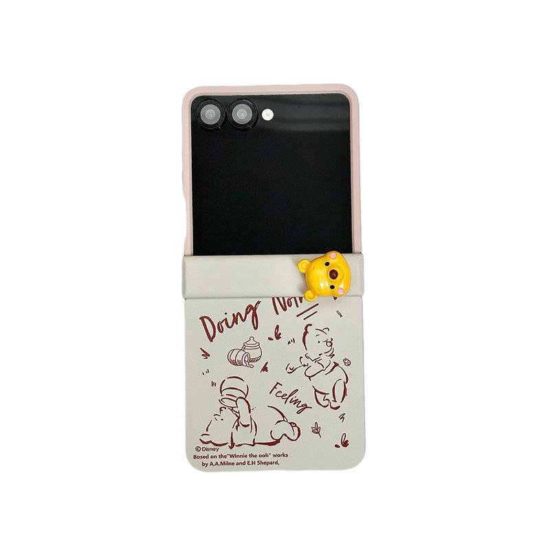 Korean Cartoon 9-Grid Phone Case for Samsung ZFlip6/Z5 with Color Block and Magnetic Stand