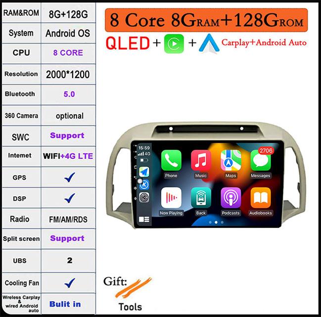QLED Screen DSP For Nissan March 2002 - 2010 Android 14 Car Radio GPS Multimedia Video Player Stereo Navigation