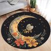 Bohemian Star Moon Printed Round Carpet Plant Butterfly Tarot Moon Phase Flower Round Rug Witchcraft Astrology Round Mat