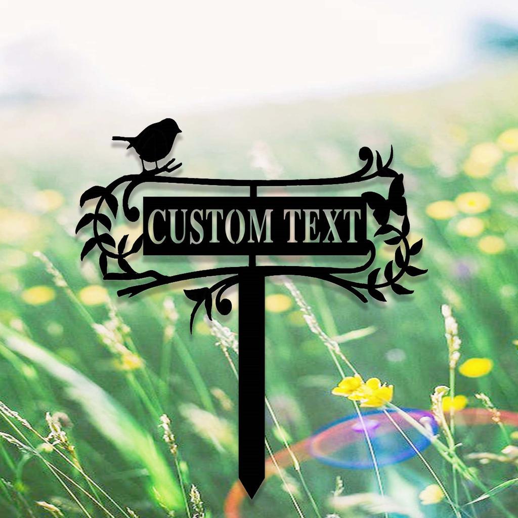 Custom Garden Sign with Stake,Metal Bird Garden Sign,Personalized Garden Stake,Yard Sign,Yard Decor,Gardener Name Sign