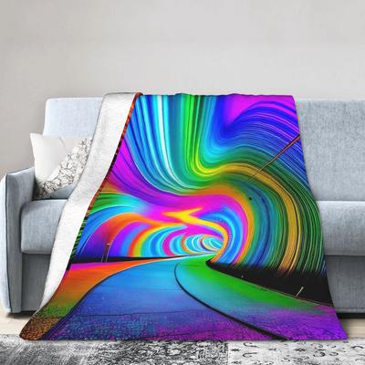 Whirlpool Dizziness Pattern Flannel Blanket Winter Soft Durable Throw Blanket for Girls Boys Living Room Funny Sofa Bed Cover