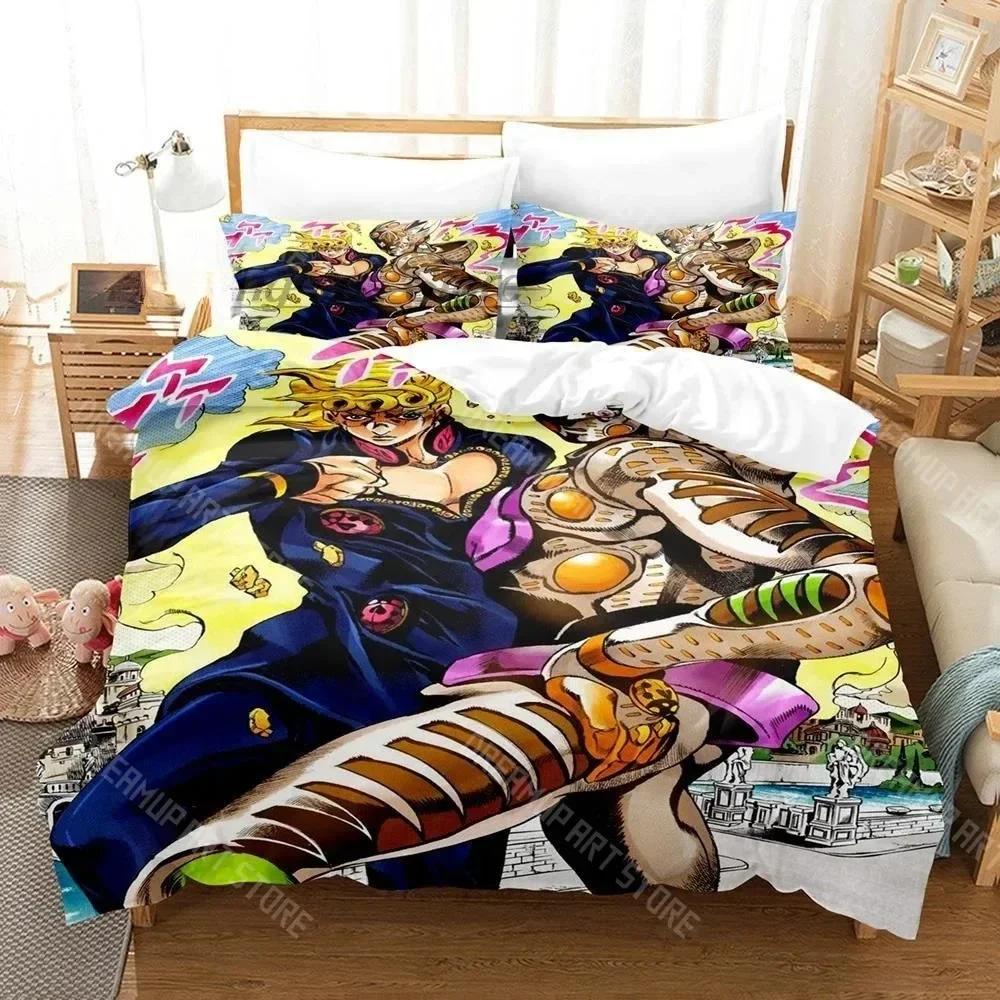 3D Print Anime JoJo Bizarre Adventure Jotaro Kujo Bedding Set Boys Girls Twin Queen Size Duvet Cover Pillowcase Bed Kids Adult