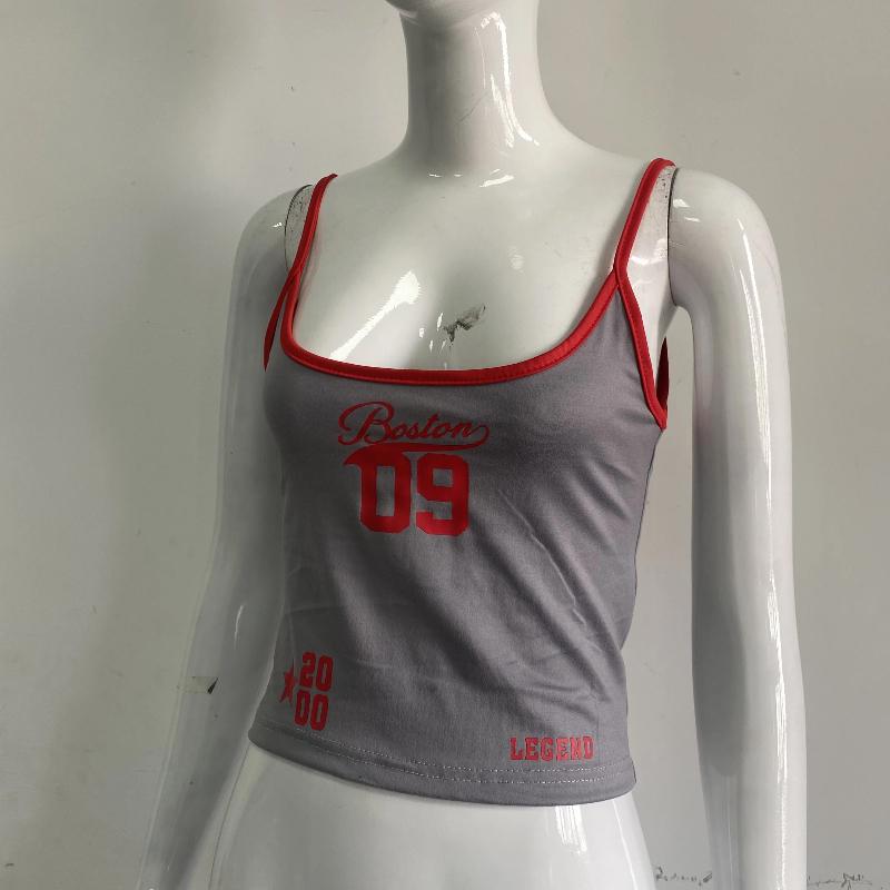 European and American Y2K digital printed sports vest