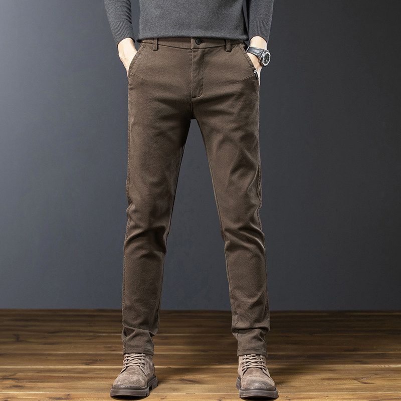 Men's Slim Fit Tapered Business Casual Pants for Spring and Autumn, Versatile Straight-Leg Trousers
