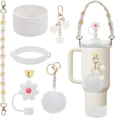 7/8 Stück Becherzubehör-Set für Stanley Cup Inklusive Griffband Silikon-Becherboden Strohabdeckung Anhänger für 40oz 30oz Tumbler