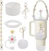 7/8pcs Cup Accessories Set for Stanley Cup Including Handle Strap Siliocne Cup Boot Straw Cover Charms for 40oz 30oz Tumbler