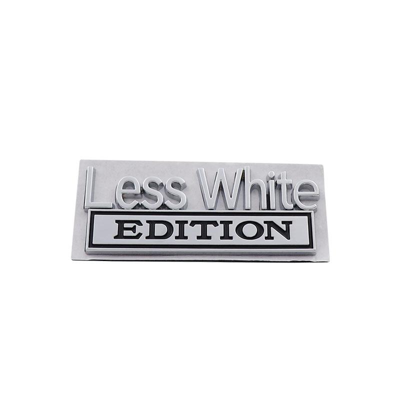 3D Premium Less White Edition for car Hood Fender trunk Rear Decal Emblem Badge Sticker