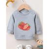 Kids Sweatshirt,A Lightweight And Comfortable Round-Neck Sweatshirt with a Strawberry Print , Suitable for Outdoor Activities ,Spring And Autumn