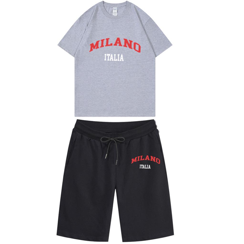 Unisex Jogging Set With Short Sleeved Shorts  Two-piece Set