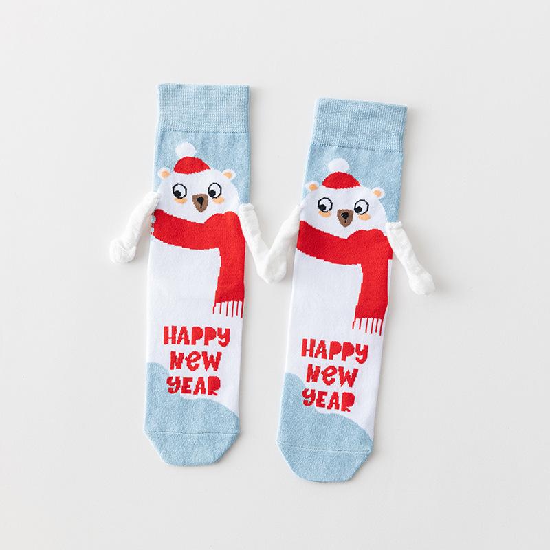 

Женские весенне-осенние трендовые мультяшные рождественские магнитные носки-трубы, которые можно держать в руке 1 pair