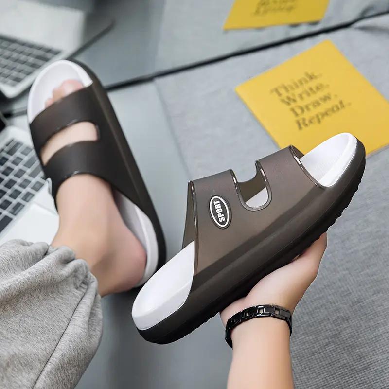 Mens Summer Thick Soled Home Soft Soled Anti Slip Sports Trendy Beach Slingback Sandals Breathable Hole Shoes Outdoor Beach Casu