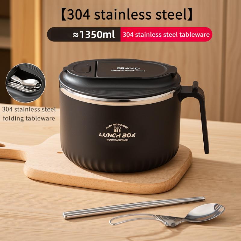 Stainless Steel Ramen Bowl Japanese With Tableware/Lid Personal Lunch Box Home Large Capacity Portable Noodle Bowl