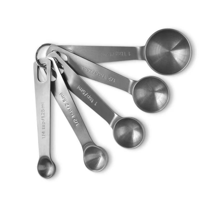 Stainless Steel Measuring Spoon 1/5/6 Pcs With Scale Measuring Ruler Spoon Kitchen Coffee Cooking Spoon Baking Measuring Tool
