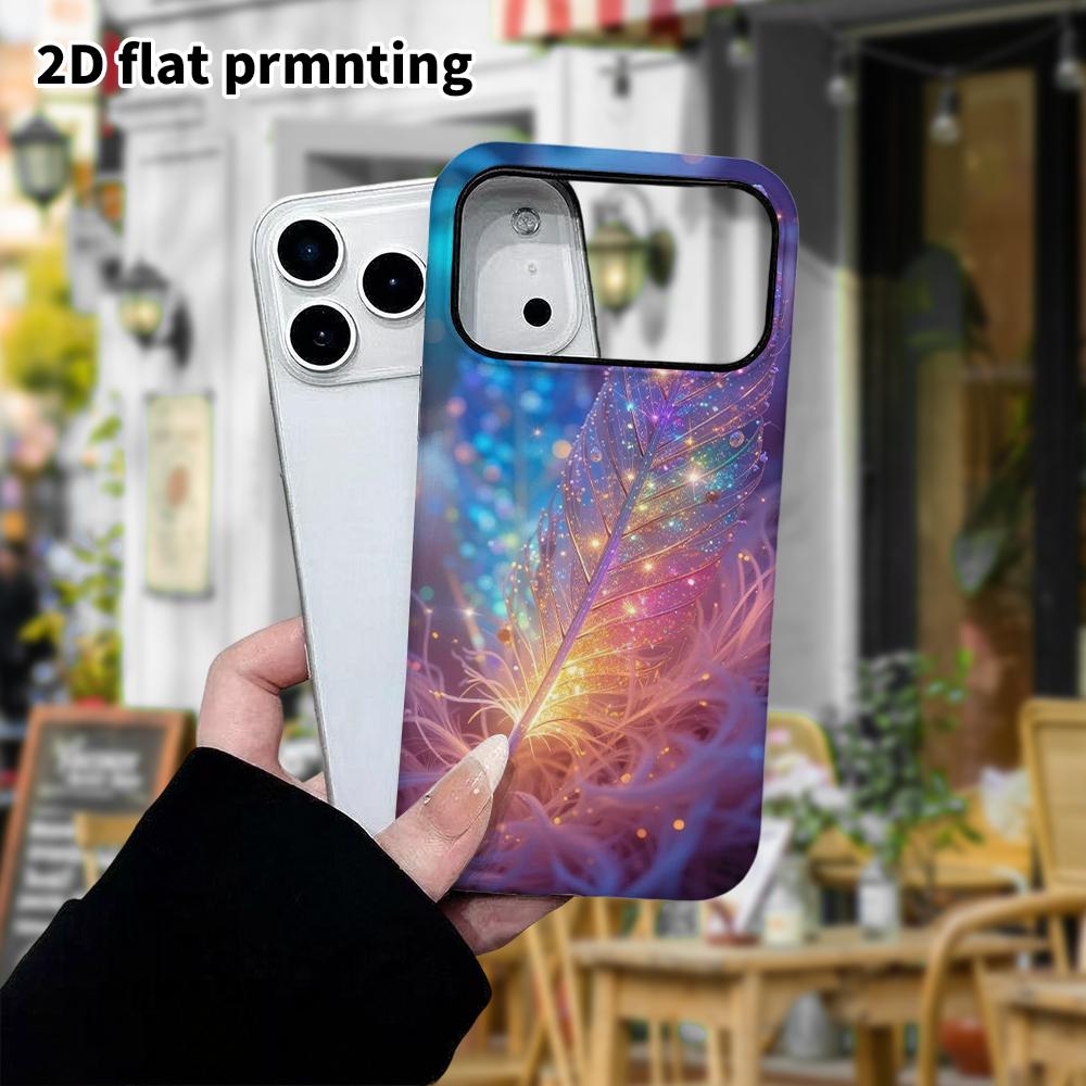 Phone Case: 2D Flat Design Suitable for iPhone 18, 17, 16, 15, 14, 13 Pro Film Protective Case, Couple Style, Starlight Feather, Christmas and Hallowe