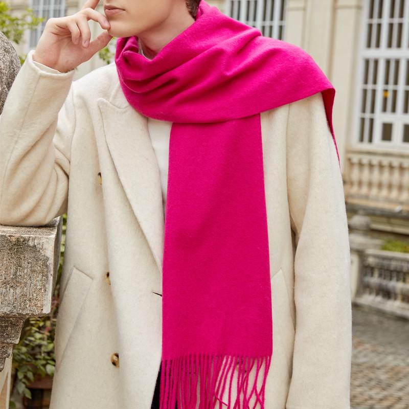 Men's and Women's High-End Wool Cashmere Scarf - Korean Style Solid Gray, Versatile Winter Accessory