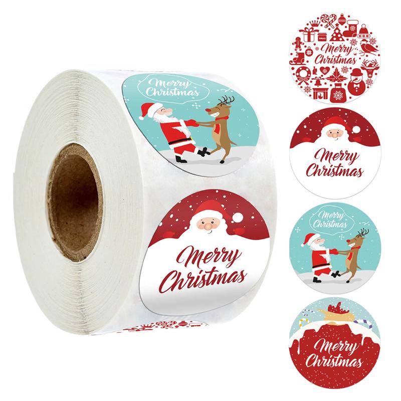 

500 Christmas Cartoon Sticker Roll - Festive Decoration & Gift Labels