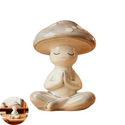 Zen Meditation Pilzskulptur Harz Pilzfigur für Wohnzimmer Home Office Schreibtisch Terrasse Gartendekor