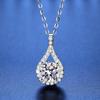 European-American & Asian D-Color Moissanite Heart Necklace: 925 Sterling Silver Angel Tears Water Drop Pendant for Women