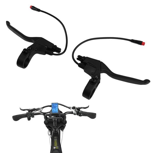 Electric Bicycle Brake Levers, Black Metal, Left & Right Pair