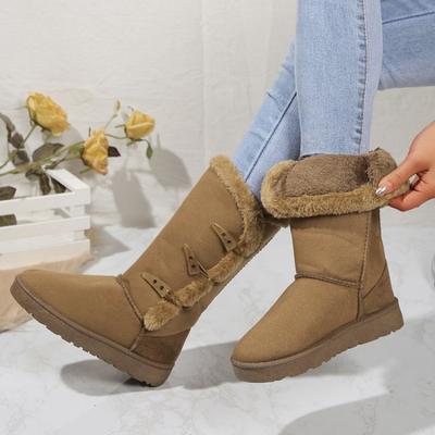 Moda Clássica Botas de Neve de Pelúcia e Botas para Panturrilha Femininas Botas de Lã Femininas Sapatos Quentes de Inverno 2025 Inverno Novo Sapatos Femininos