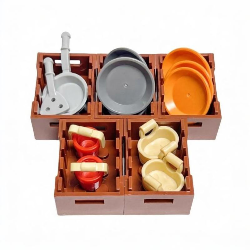 1 Set Foods And Tools Building Blocks Diy Toys Seafood Meat Vegetables Fruit Dessert Dishes Small Particle Blocks