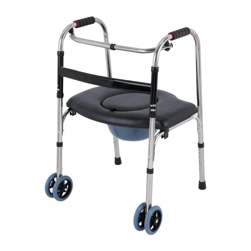 Folding Stainless Steel Walker & Cane Aid for Elderly