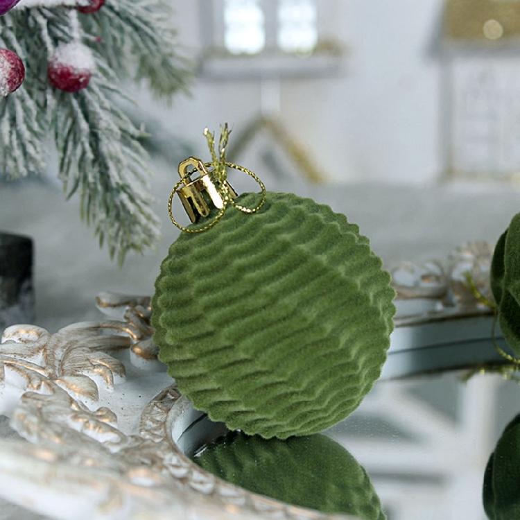 48Pcs Shatterproof Christmas Baubles Velvety Ball Hanging Ornament Christmas Tree Decoration For Wreath Mantels Window