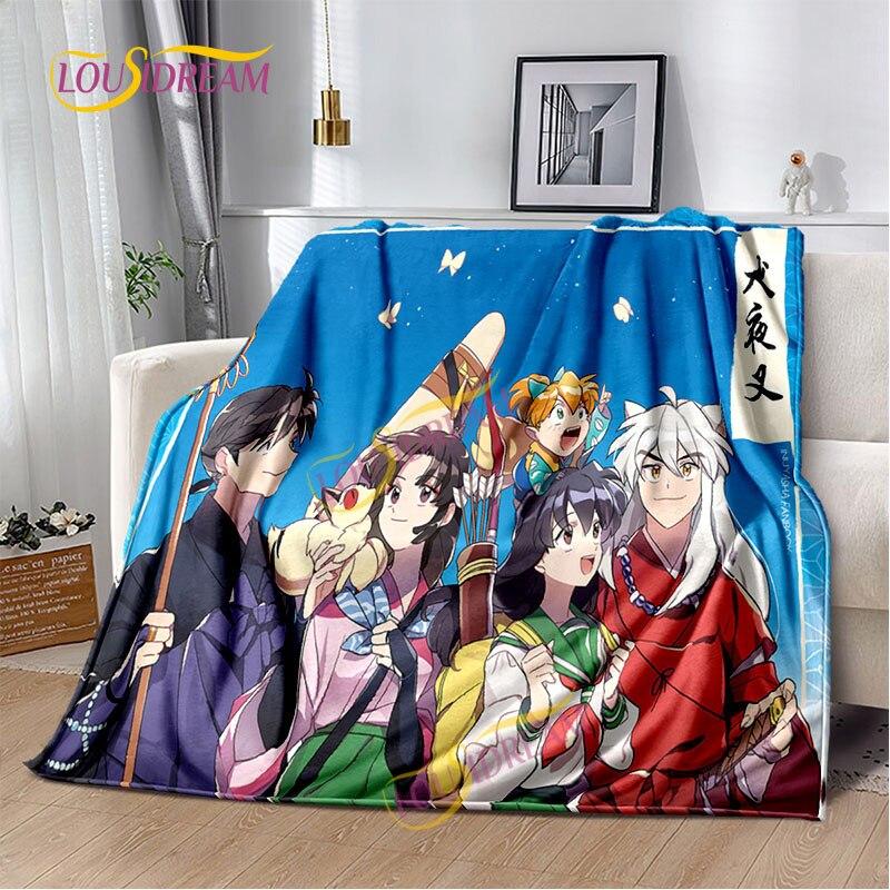 Inuyasha battaniyesi sıcak rahat çocuk battaniyesi karikatür pazen çarşaf kanepe örtüsü yürüyüş yetişkin ofis öğle yemeği molası battaniyesi.