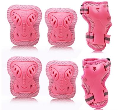YRINA Set de Protección con Rodilleras y Coderas para Ciclismo y Patinaje Set para Niños Pequeños, 6 Piezas (Para ti (Edades 3-8), Rosado)