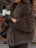 Women's Cross-Border Faux Fox Fur Coat - Plush, Regular Style