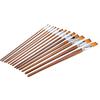13Pcs Nylon Hair Watercolor Oil Painting Flat Brush Set Wooden Handle Professional Art Supplies