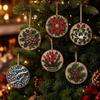 6Pcs Wooden Base Wooden Christmas Ornaments Set  Art Xmas Hanging Decor  Wall Decoration