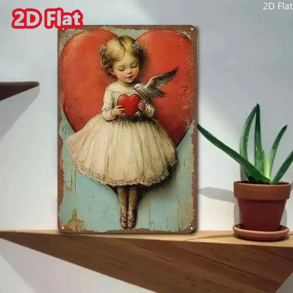 2d Bar tin paintingCUPIDART Angel Valentines Day Decorative Sign  PreDrilled Wall Hanging Metal Tin Art