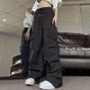 Women's Straight Leg Cargo Nine-point Pants Elastic Elastic High-waisted Casual Pants
