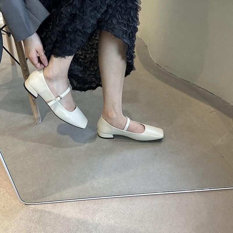 Brand Women Heels Shoes Fashion Square Toe Women Mary Jane Shoes Soft Sole Ballet Shoes Luxury Shallow Buckle Women Sandals 2025