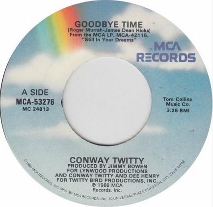 

7inch Record CONWAY TWITTY - Goodbye Time MCA53276 MCA Records 1988 US Folk Used