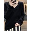 Korean Style V-Neck Wool Sweater: Women's Loose-Fit Autumn/Winter Cashmere Pullover